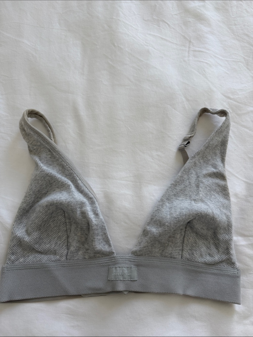 SKIMS Light Grey Ribbed Triangle Bralette